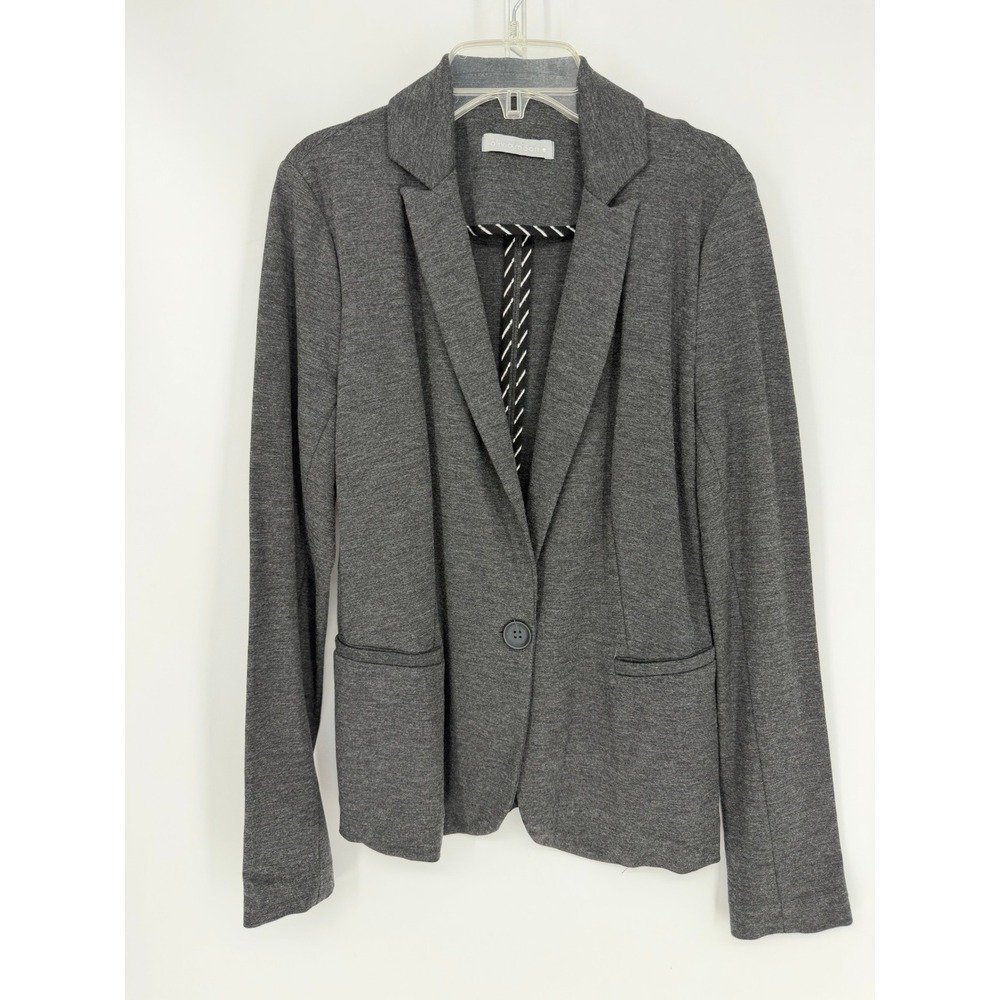Olivia Moon Blazer Womens Small Gray Knit Single Button Professional Workwear
